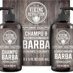 kit shampoo y acondicionador para barba viking revolution 2x500ml